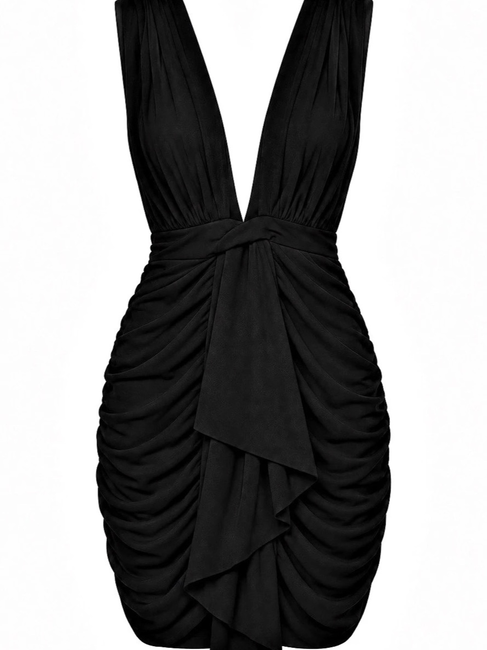 Zara Ruched Mini Dress in Black Size S Like New